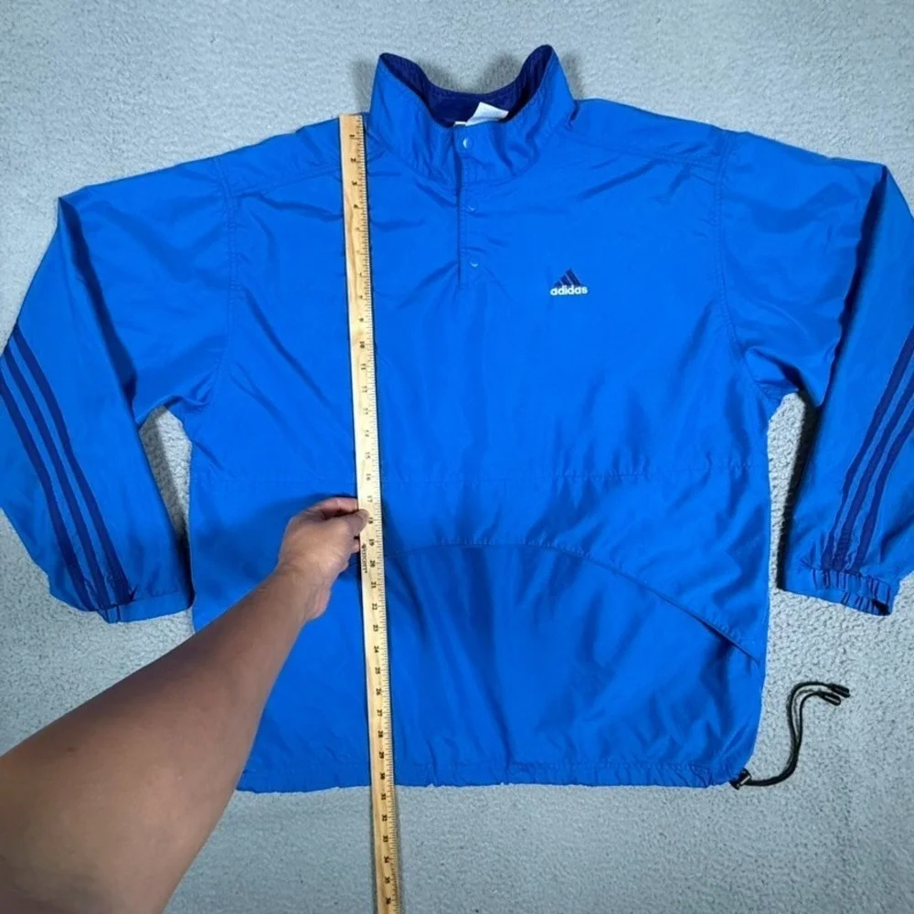 Vintage Adidas Windbreaker Mens XL Blue Pullover Vented Snap Lightweight Logo‎